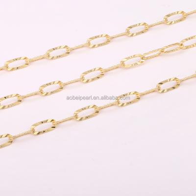 China Popular 18k Gold Plated Paper Shaped Oval Chain of Needle, Flat Cable Chain, Jewelry Accessories, DIY Material, ETS-K424 for sale