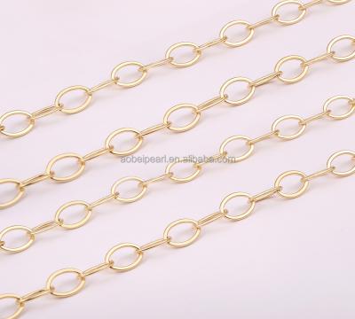 China Popular 18K Gold Oval Cable Chain Link For Jewelry Making, Jewelry Findings, DIY Jewelry Material, ETS-K278 for sale