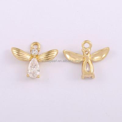 China Popular ETS-K658, jewelry, DIY materials, necklace accessories, 18K gold plated charm, zircon, insect pendants, for sale