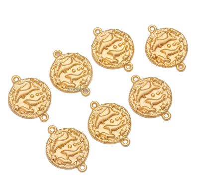 China Popular 18K Gold Plated Pisces Disc Charm for Jewelry Making, Jewelry Findings, DIY Jewelry Material, ETS-K307 for sale