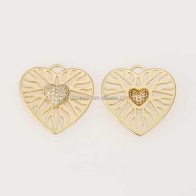 China Popular 18K Gold Zircon Love Heart Charm for Jewelry Making, Jewelry Findings, DIY Jewelry Material, ETS-K524 for sale