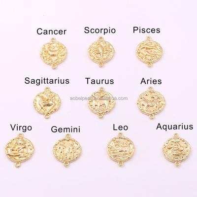 China Popular 18K Gold Plated Aries Disc Charm for Jewelry Making, Jewelry Findings, DIY Jewelry Material, ETS-K313 for sale