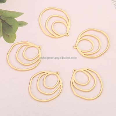 China Popular Semicircle 18K Gold Plated Brushed Hollow Pendant is used in jewelry making, hoop earring, found jewelry, DLY material, ETS-K404 for sale