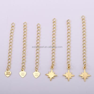 China Trendy 18k gold plated extension chain pendant, star-shaped or heart-shaped at the end, jewelry making, DIY material, ETS-K618 for sale