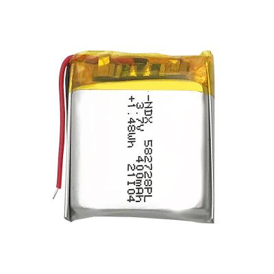 China Cheap price 582728 3.7V 400mAh LED polymer battery lithium power toys special shaped lipo battery for sale