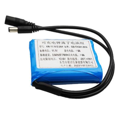 China Toys rechargeable 11.1V 2500mAh 18650-3S1P for electric bike DC motor lithium polymer battery pack lipo cell for sale