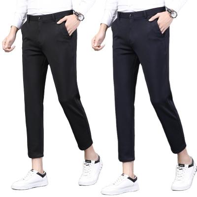 China Fashionable Casual Mens Breathable Suit Pants Black Pants Men Ninth Pants Slim Straight Pencil Pants for sale