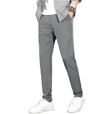 China Breathable Classic Summer Slim Pants Mens Stretch Pants Solid Color Business Casual Wear Formal Wear Trousers for sale