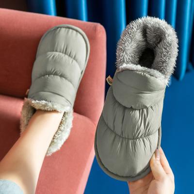 China Fashion Dropshipping Trend 2021 New Winter Warm Plush Women Slippers Flat Waterproof Couples Home Indoor Outdoor Soft Comfortable Quality EVA for sale