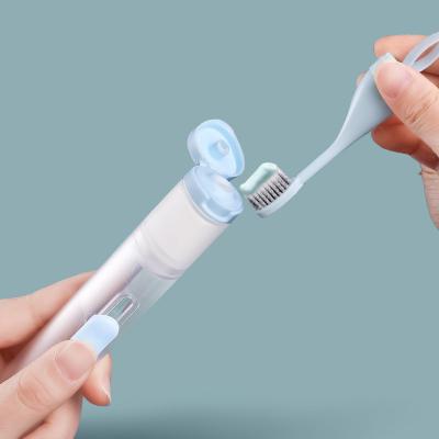 China Dropshipping 1PC Foldable Toothbrush Travel Portable Folding Toothbrush Set Creative Tooth Clean Tools Can Hold Toothpaste for sale