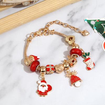 China Dropshipping Copper Santa Claus Bracelet Alloy Pendant Christmas Decorations For Home Happy New Year 2022 Christmas Tree Ornaments Xmas for sale