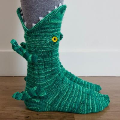 China Dropshipping Nonwovens Christmas Gift Shark Fish Chameleon Crocodile Knit Socks Novelty Cute Unisex Winter Floor Warm Sock For Kids for sale