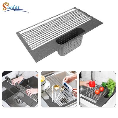 China Dropshipping Kitchen Drain Rack Fruit Sponge Dish Drainer Rack Dish Rack Dish Rack Viable Vegetable Drying Rack Stainless Steel for sale