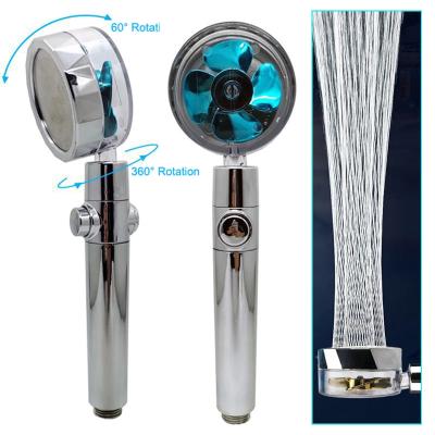 China Without Slide Bar Dropshipping Shower Head Water Saving Flow 360 Degree Rotating With Fan ABS Rainfall High Pressure Small Spray Nozzle Bathroom for sale