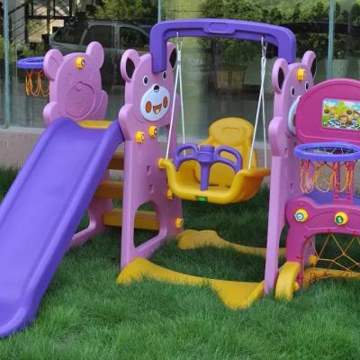 China China Design Kindergarten Wholesale Popular Baby Playgrounds Plastic Slide With Swing Set 3 in1 For Sale 210*190*120cm for sale