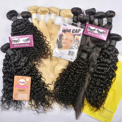 China Straight 10A Virgin Hair Bundles Can Be Dyed And Bleached Hair Bundles With Lace Headbands Deep Wave Hair Bundles With Lace Headbands for sale