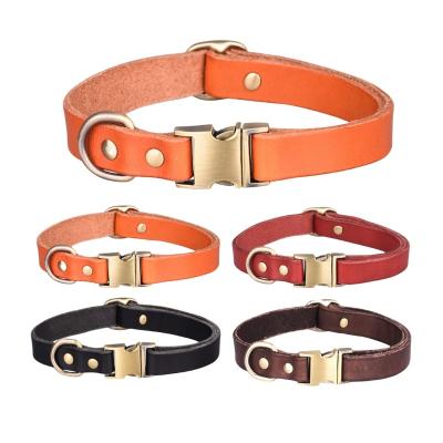 China Thoughtful Wholesale Fashion Luxury High Quality Leather Dog Collar With Solid Brass Buckle, for sale