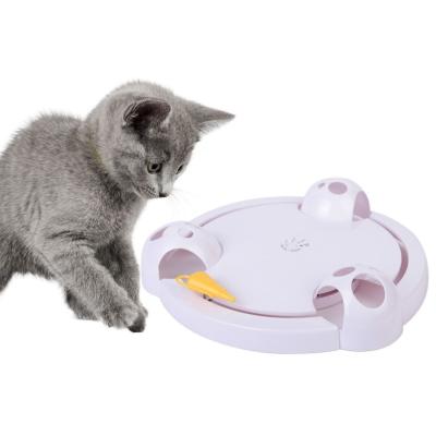 China Funny Automatic Rotating Cat Hook Toy Interactive Pet Cat Toys Cat Play Teaser Plate Mice Viable Cute Boom for sale