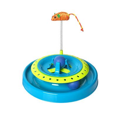 China Wholesale Viable Cats Pet Toys Cat Turntable Disc Ball Tower Tracks Plastic Interactive Ball Cat Tower Toys for sale