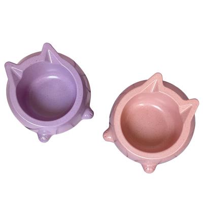 China Wholesale Colorful Cute Sustainable Pet Supplies Fiber Mouth Pet Bamboo Oblique Bowl Slanted Pet Bowl for sale