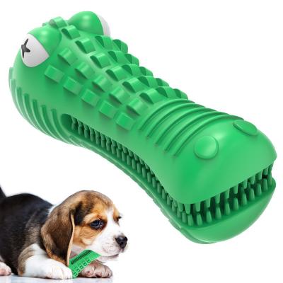 China Viable Popular Sounding Crocodile Dog Toy Rubber Molar Cleaning Stick Dog Toothbrush For Pet Toys for sale