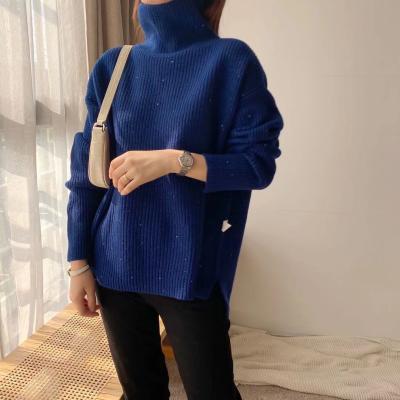 China Anti-wrinkle fashion Amazon hot sale autumn knit new style long sleeve turtle neck pullover solid color sweaters for women for sale