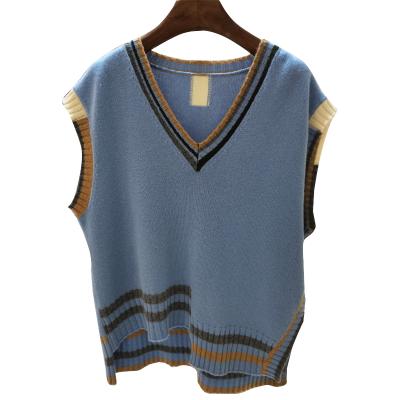 China Wholesale Anti-wrinkle fashion knitted pullover pattern v neck cashmere vest sweaters for women for sale