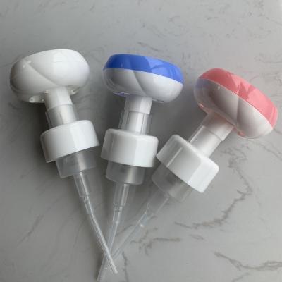 China Non Puddle Factory Price White Flower 410 Foam Hand Soap Pump Wash Pink Blue Sprayer 40mm 42mm 43mm Pump For Baby for sale