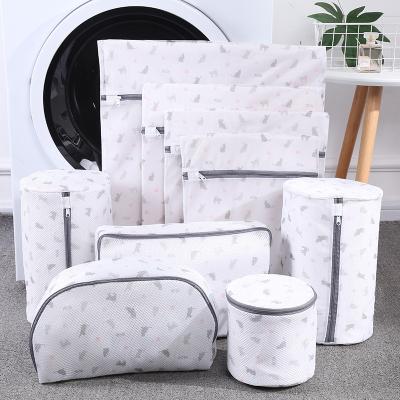 China Customized Durable Eco-friendly Logo Printed Heavy Duty Zipper Wash Bags Wholesale Underwear Mesh Laundry Bag for sale