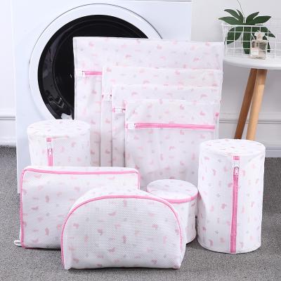 China Nylon Mesh Cloth Custom Foldable Laundry Bag Zipper Eco-Friendly Durable Laundry Bag Set For Laundry Net for sale