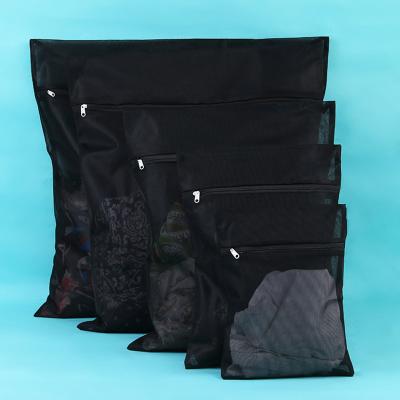 China Mid Century New Modern 1PC Clothes Washing Machine Laundry Bag With Zipper Mesh Net Bra Washing Bag Nylon 5 Class Black Wash Bags for sale