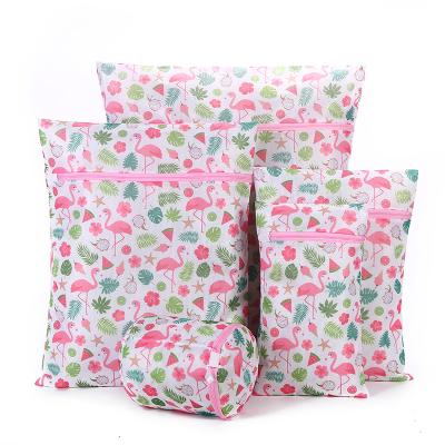 China New Style Eco-friendly Durable Custom Polyester 5 Bag Laundry Sets Printing Fine Wash Ply Laundry Bags Set for sale