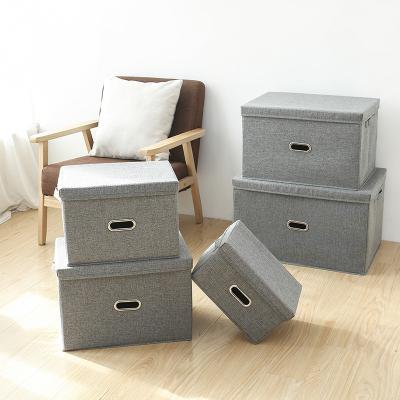 China Viable Stackable Cotton And Canvas Bra Storage Box 3 Sets Foldable Cotton Canvas Storage Box For Home Sundries Cloth Storage for sale