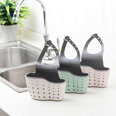 China Viable Adjustable Detachable Hanging Sponge Double Drain Sink Drain Bag Kitchen Storage Rack Faucet Hanging Basket for sale