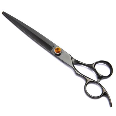 China Black Blade Dogs Left Handed Grooming Dog Shears Straight Scissors With Diamond Screw 440C Stainless Steel 7.5 Inches for sale