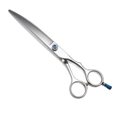 China Professional Dogs Bluestone Dog Shears Curved Professional Hair Scissors 440C Stainless Steel Scissors For Pet for sale