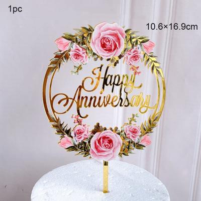 China Birthday Cupcake Topper Wedding Cake Decoration DIY Acrylic Cookies Tools Happy Birthday Decor Adults for sale