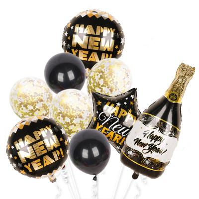 China Party Supplies 2021 Champagne Happy New Year Foil Balloon For Happy New Year Party Decorations Kids Gifts for sale