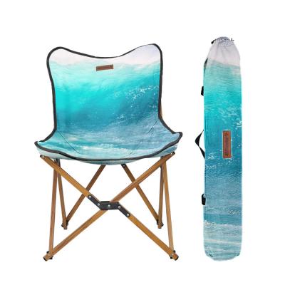 China Folding High Canvas Folding Butterfly Back Chair Ultralight Custom Printing Portable Camping Travel Moon Chair for sale