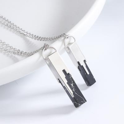 China Straight Collar S925 Sterling Silver Couple Square Bar Double Comfort Fit Creative Design Bar Collar for sale