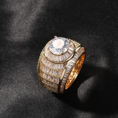 China Hip Hop Hip Hop Iced Out Men's Ring Bling Bling Full Diamond Square Zircon Silver Couples Number Ring Jewelry for sale