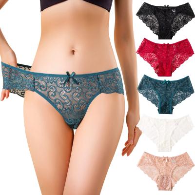 China DEEPLOVE 2022 women's lingerie low waist sexy mature lace panties briefs foreign trade temptation cross strap panties large size women for sale