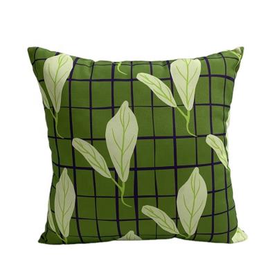 China Check Design Custom Green Leaf 18x18 20x20 Fashionable Outdoor Home Tiles Cushion Manufacturer for sale