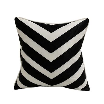 China Waterproof Outdoor Customized Double Sided Black and White Stripe Moroccan Decorative Soft Bed Decor Chair Pillow Cushions for sale