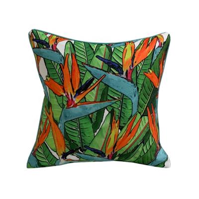 China Indoor Outdoor Design Tropical Plant Leaf Polyester 45x45cm Tile Home Decorative Decor Waterproof One Cushion for sale