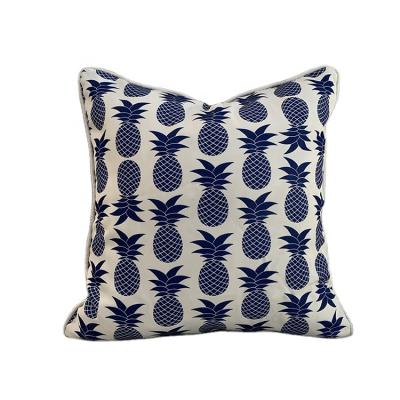 China Waterproof Outdoor Cushion Sofa Navy Blue and White Pillow Covers Cushion Covers Wholesaler 18x18 20x20 for sale