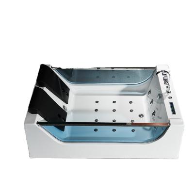 China Acrylic Material Freestanding Rectangle Hot Tub Indoor SPA Massage Bathtub For Two Person for sale