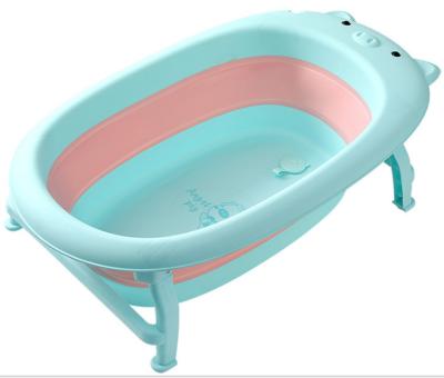 China Sustainable plastic new style foldable baby bathtub/portable baby bath tub with drainer. for sale