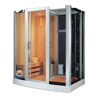 China Dubai Style Red Cedar Luxury Sauna Room Infrared Sauna Saturated Steam Shower Room Combination Sauna Room Computer Control Panel for sale