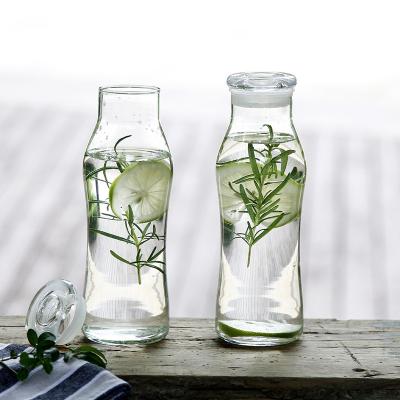 China High Quality Simple Style Glass Bottle Water Tea Milk Glass Single Jar With Lids for sale